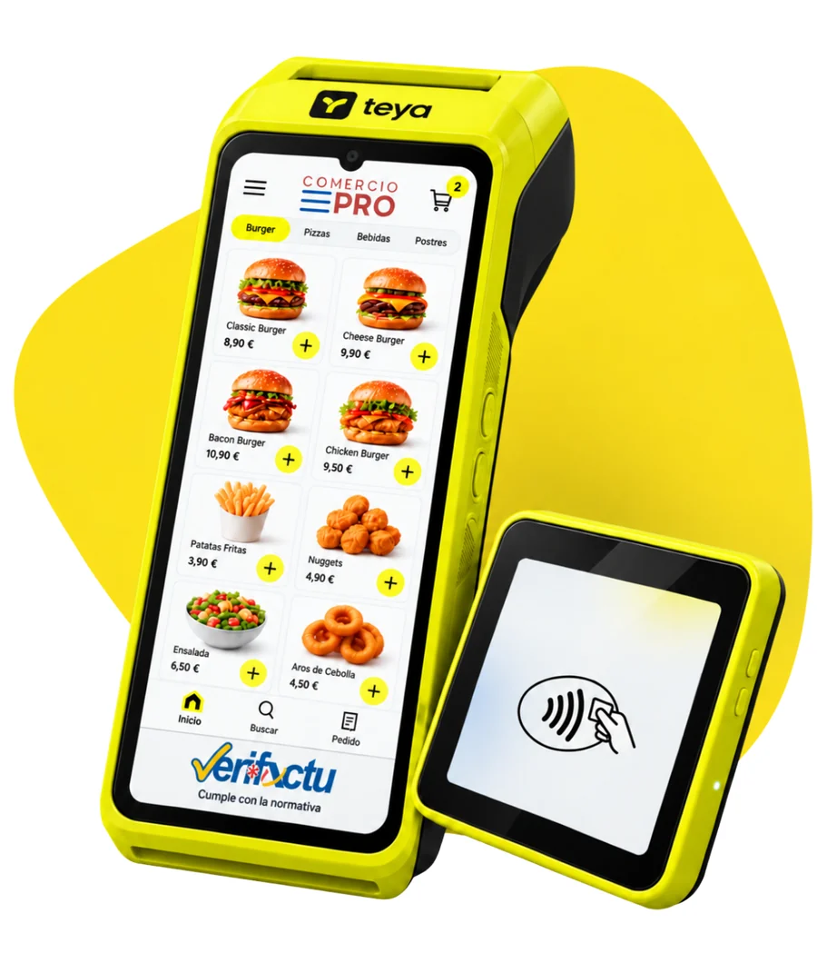 ComercioPro en un datáfono con lector de tarjetas